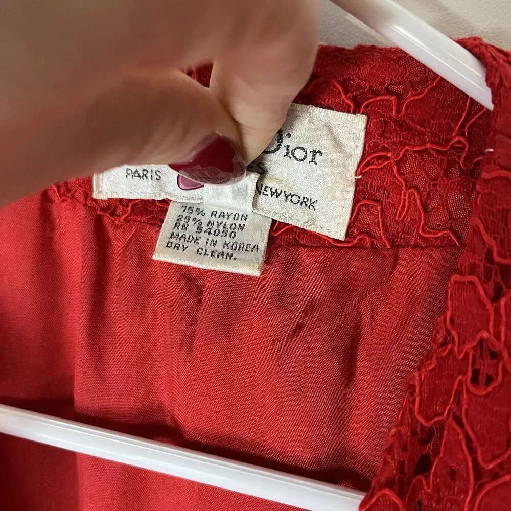 Christian Dior Vintage Red Blazer‎ Jacket Lace Size 6​